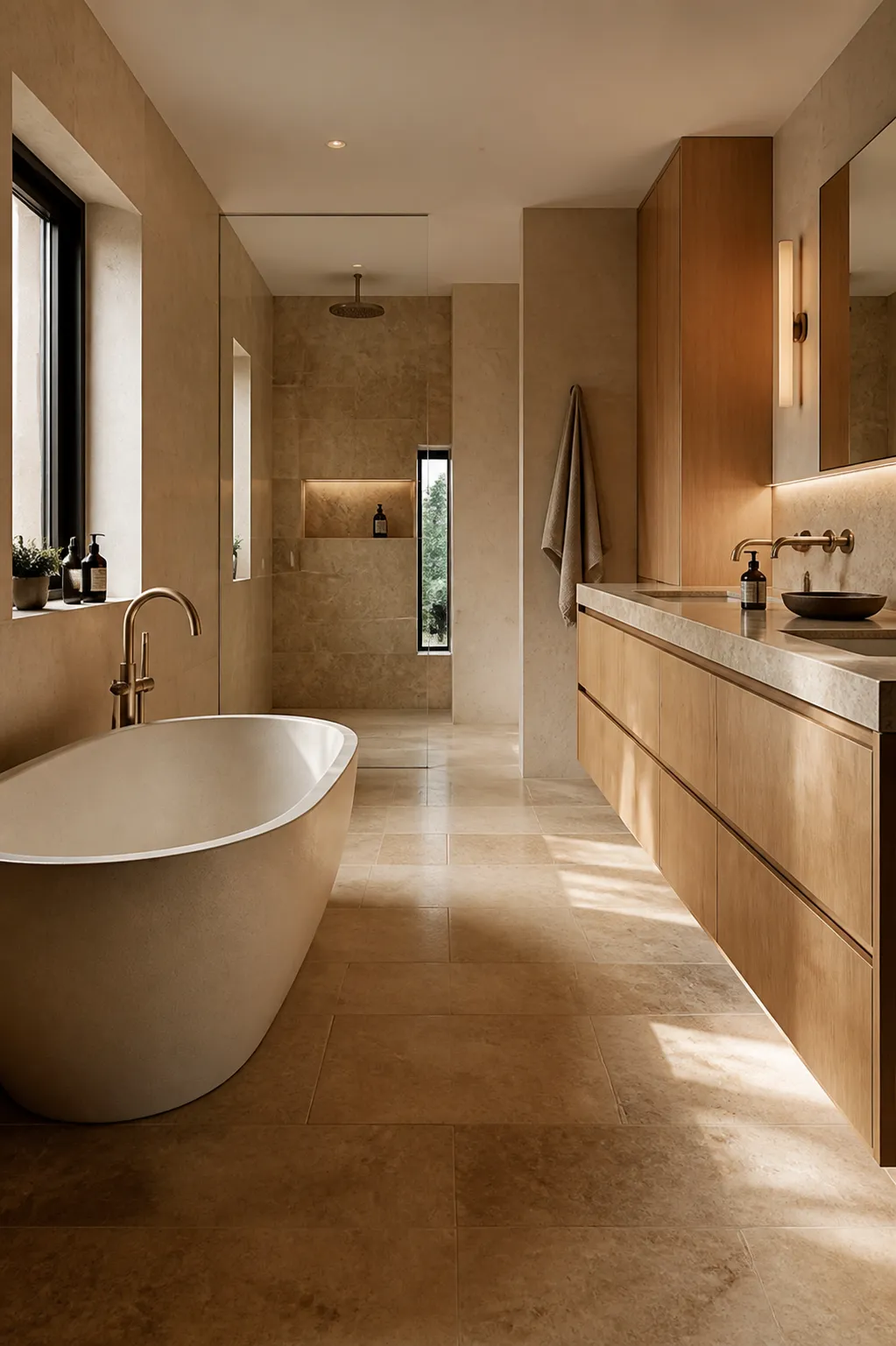Rénovation d’une salle de bain en pierre et bois